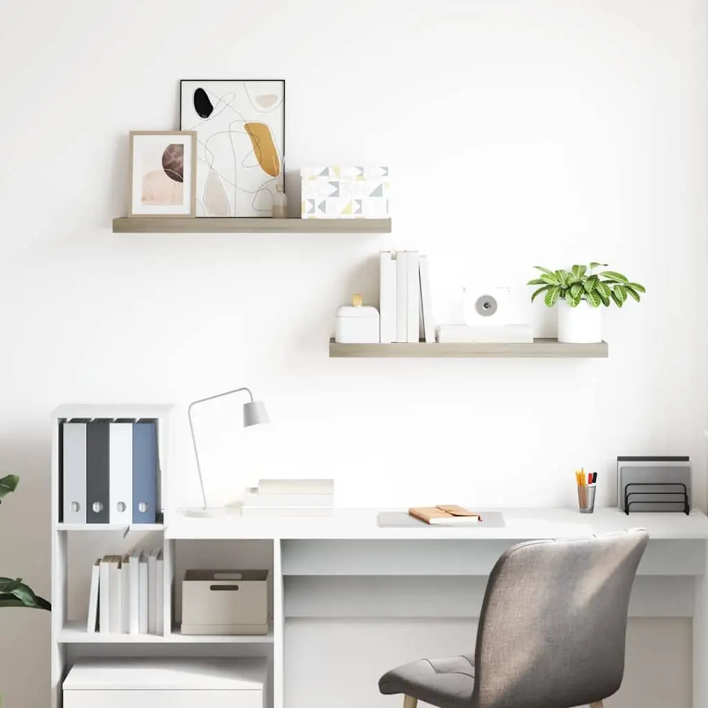 Floating Wall Shelves Display Rack 80 x 23.5 x 3.8 cm Brown 2 Piece