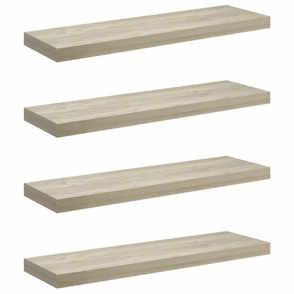 Floating Wall Shelves Display Ledge 80 x 23.5 x 3.8 cm Oak Brown 4 Piece Set Home Storage