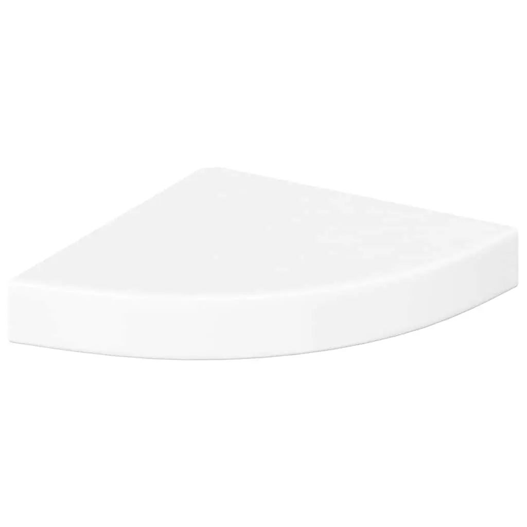 Floating Corner Wall Shelf White High Gloss Display Storage 25x25x3.8cm Home Decor