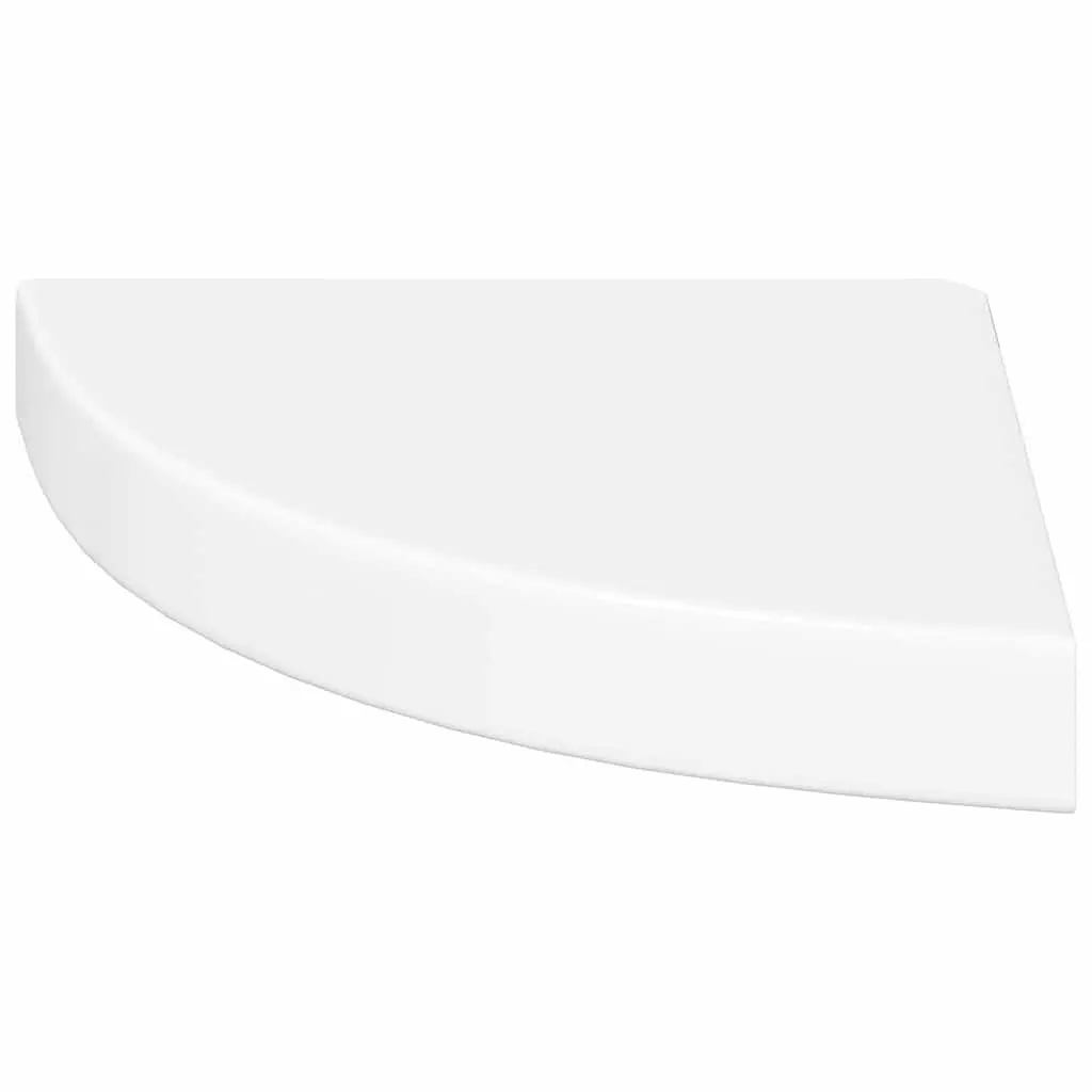 Floating Corner Wall Shelf White High Gloss Display Storage 25x25x3.8cm Home Decor