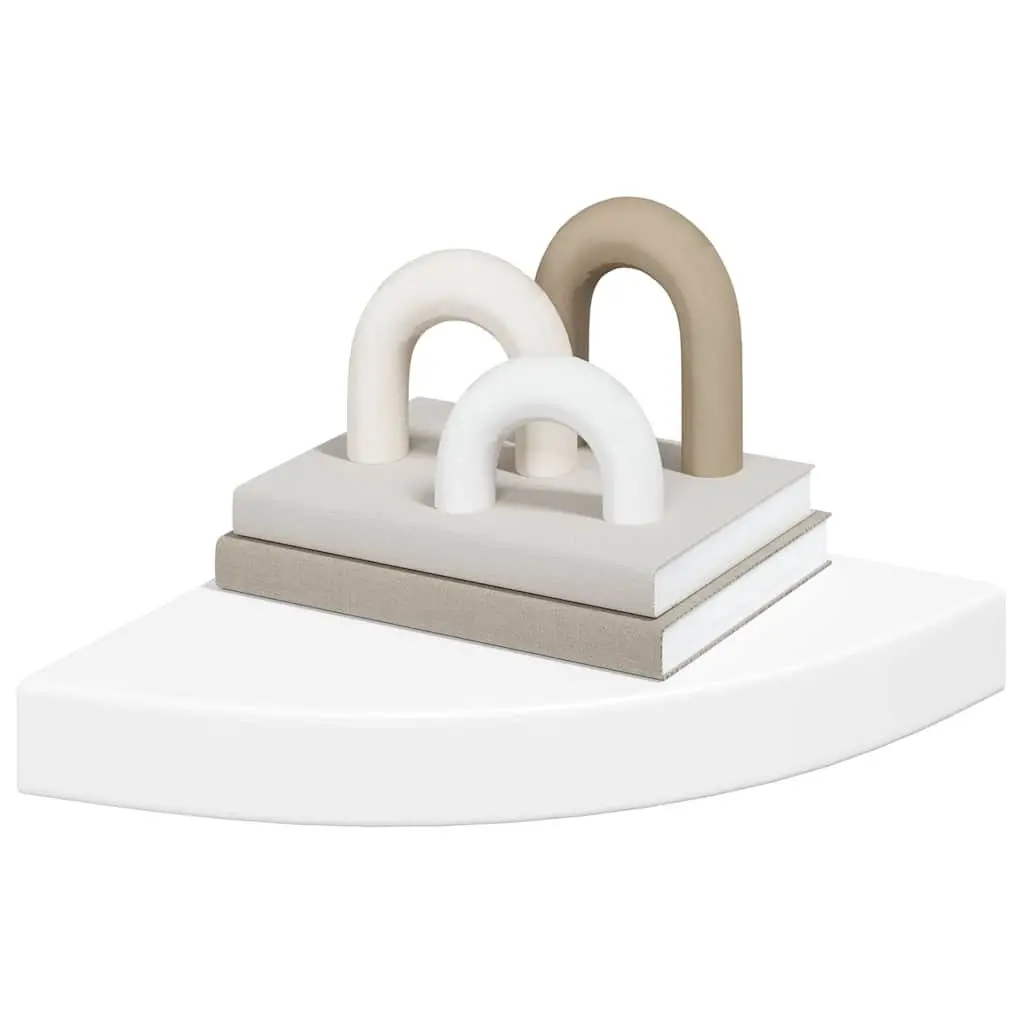 Corner Wall Shelves Display Ledge Storage Organiser 25 x 25 cm White 2 Piece