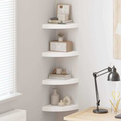 Reliable Floating Corner Shelves - 4 White Units for Your Home
