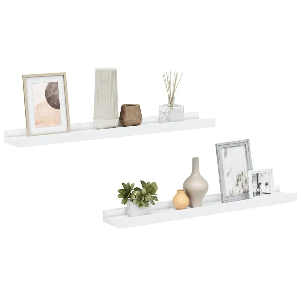 Wall Picture Frame Ledge Shelves 2 pcs White Floating Display Organizer