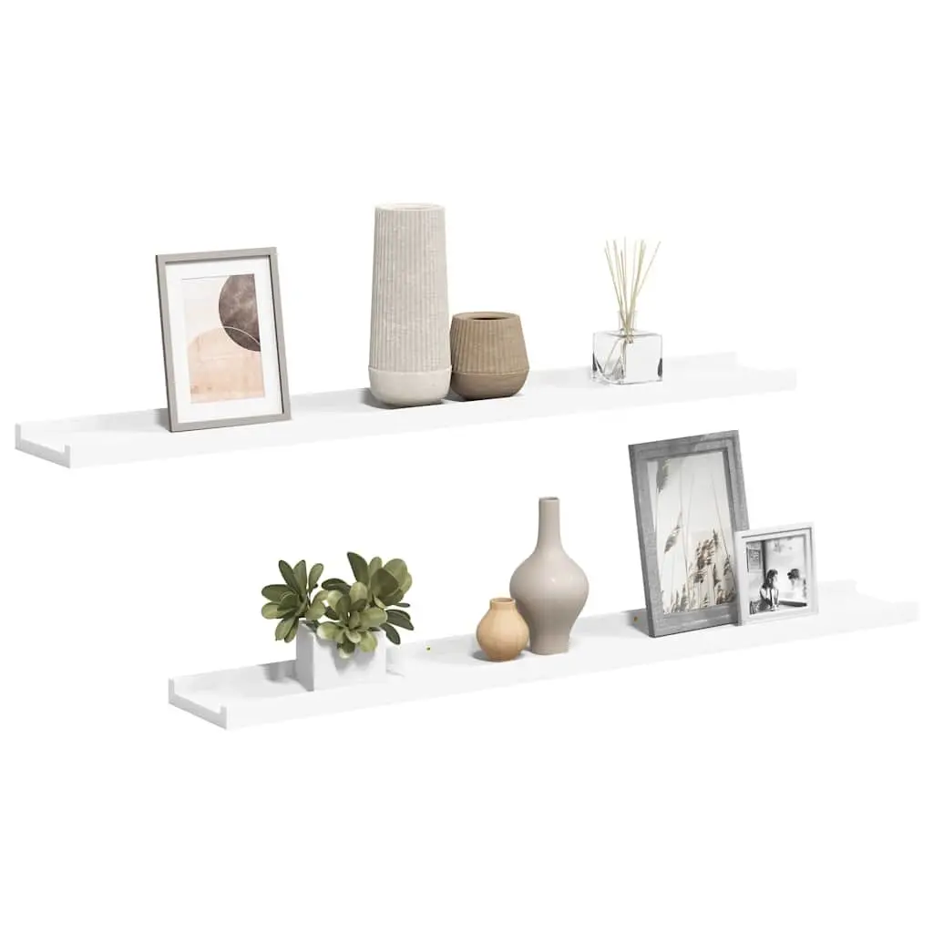 Wall Shelves Ledges Floating Picture Frame Display Storage 80 x 9 x 3 cm White 2 Piece