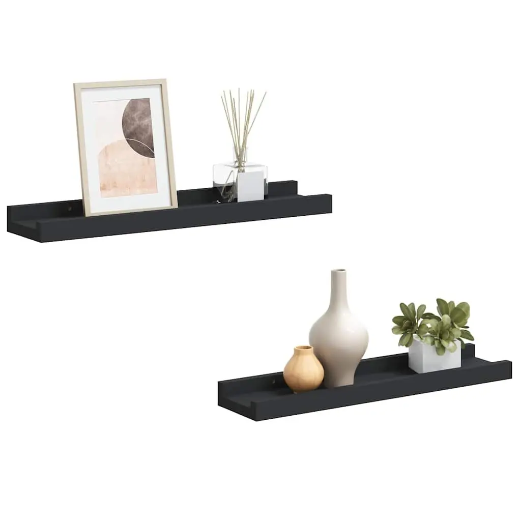 Wall Mounted Picture Ledge Shelves 40x9x3cm Black 2 Piece Floating Display Shelf