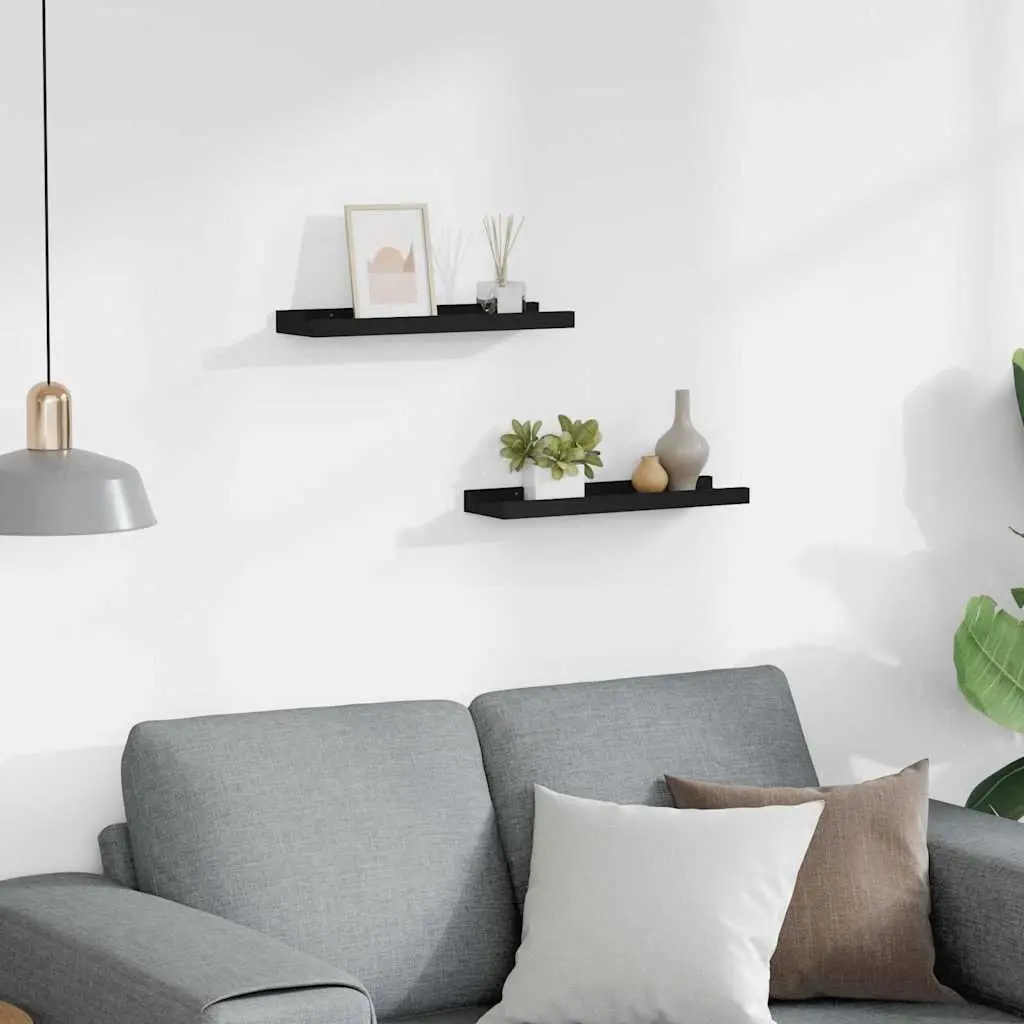 Wall Mounted Picture Ledge Shelves 40x9x3cm Black 2 Piece Floating Display Shelf
