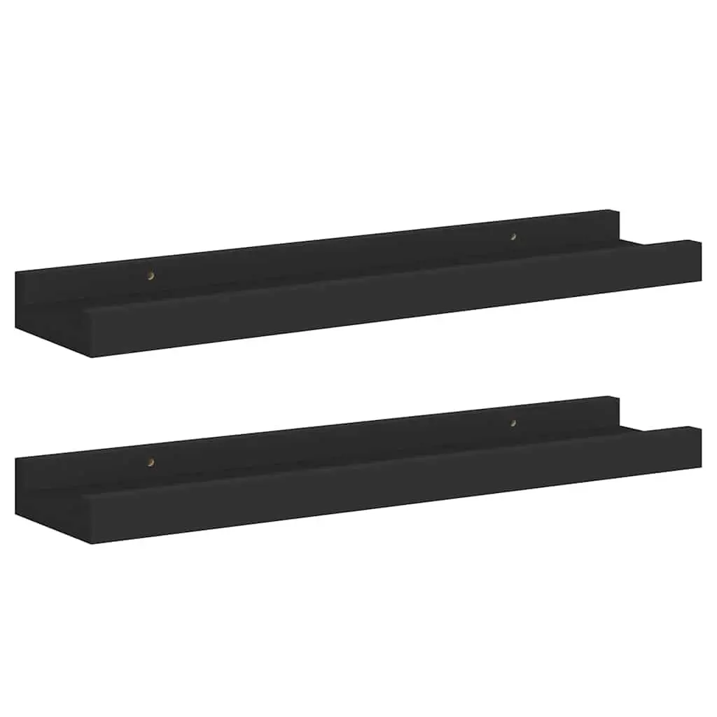 Wall Mounted Picture Ledge Shelves 40x9x3cm Black 2 Piece Floating Display Shelf
