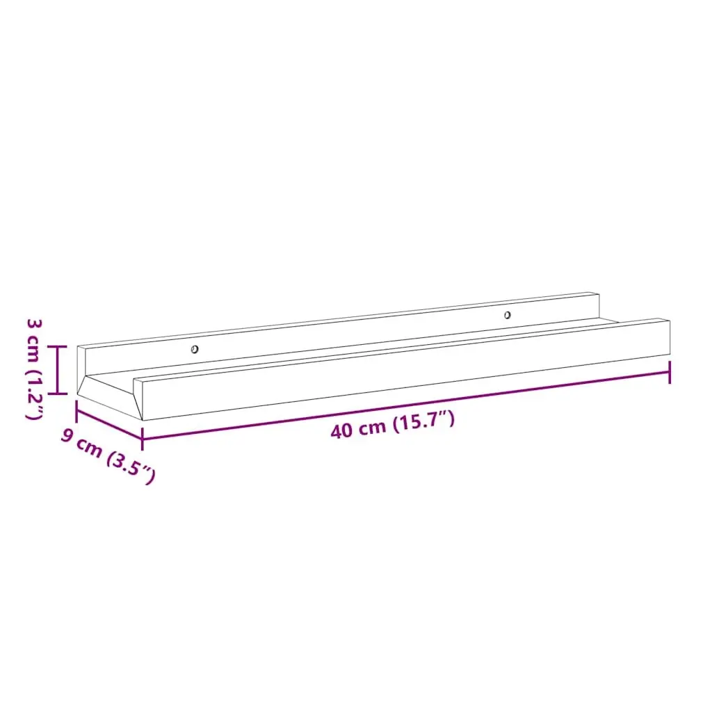 Wall Mounted Picture Ledge Shelves 40x9x3cm Black 2 Piece Floating Display Shelf