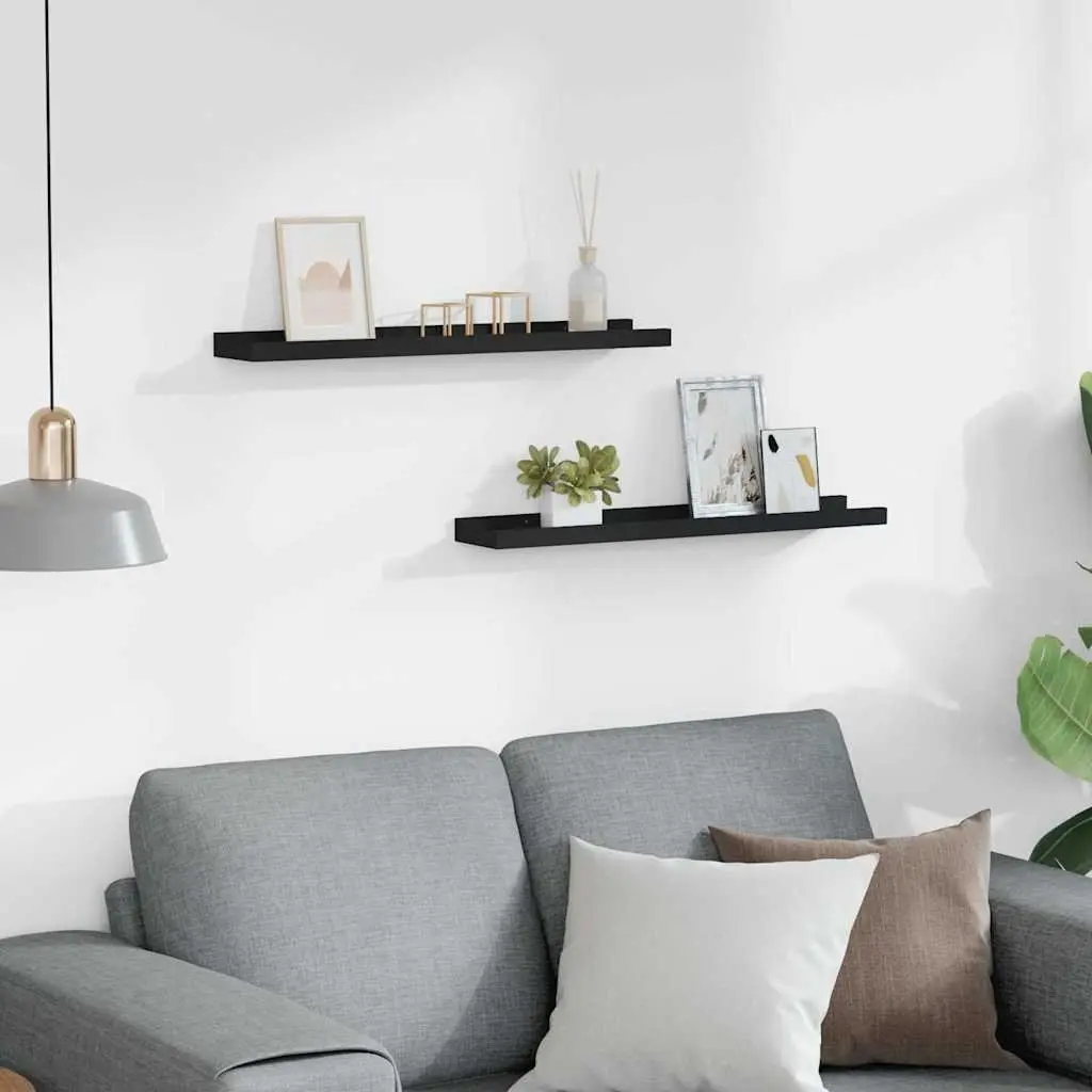 Picture Frame Ledge Shelves Wall Mounted Display Shelf 60x9x3cm Black 2 Piece MDF