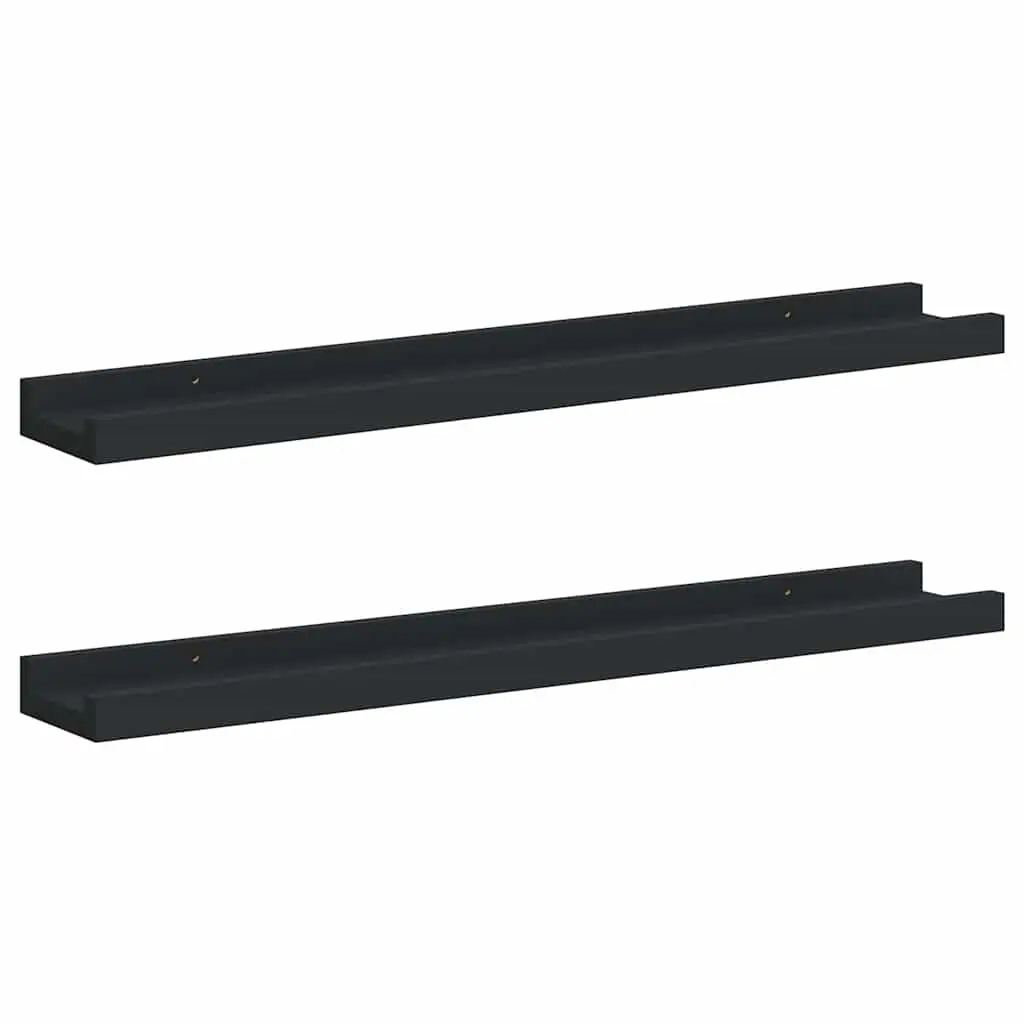 Picture Frame Ledge Shelves Wall Mounted Display Shelf 60x9x3cm Black 2 Piece MDF