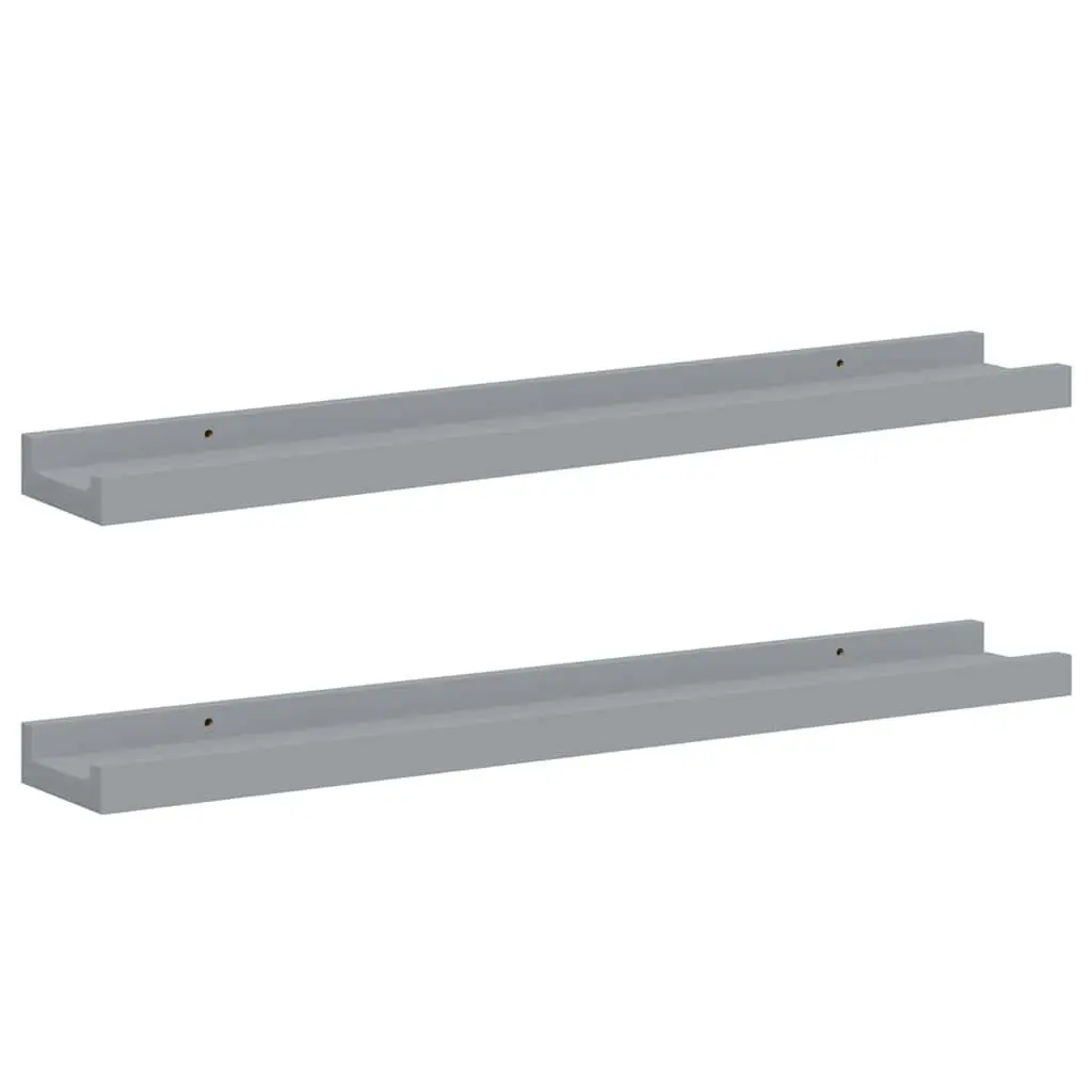 Picture Frame Ledge Shelves 2pcs Wall Mounted Display Shelf Grey 60x9x3cm MDF