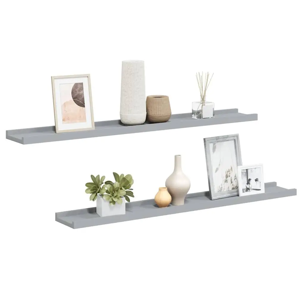 Wall Display Ledge Shelves 2 Piece Grey Floating Shelf Decor Storage