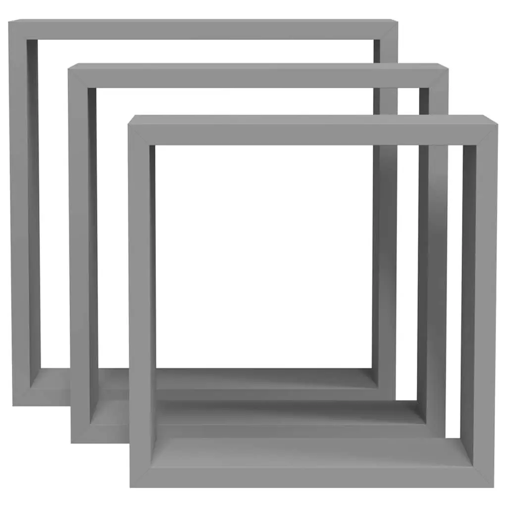 Wall Cube Shelves Storage Organiser 3 Pieces Grey Floating Corner Unit