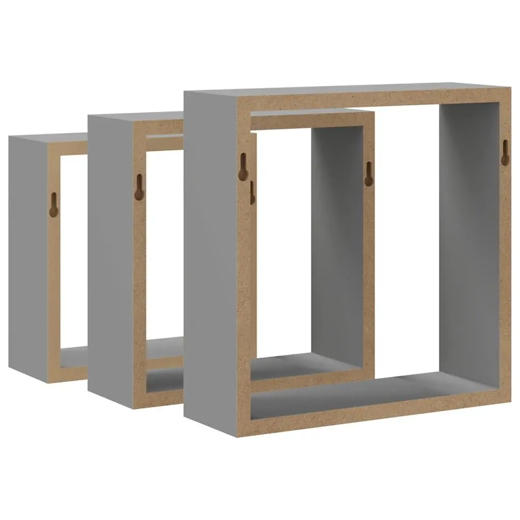 Wall Cube Shelves Storage Organiser 3 Pieces Grey Floating Corner Unit