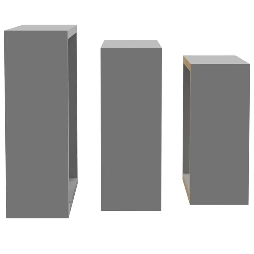 Wall Cube Shelves Storage Organiser 3 Pieces Grey Floating Corner Unit