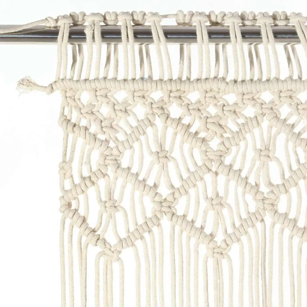Macrame Curtain Door Window Room Divider 140x240 cm Cotton Cream
