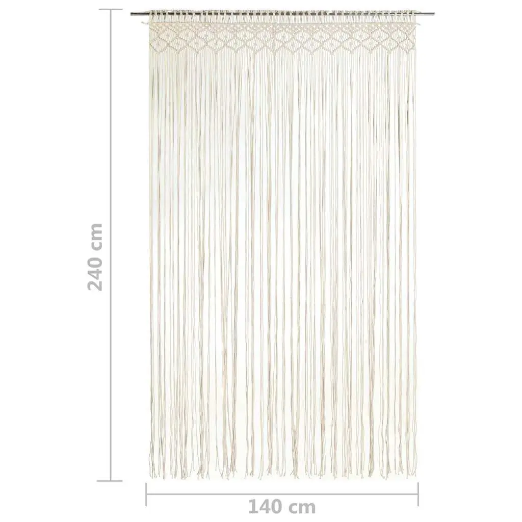 Macrame Curtain Door Window Room Divider 140x240 cm Cotton Cream