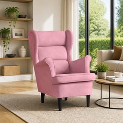 Quality Pink Velvet Armchair with Comfortable Design