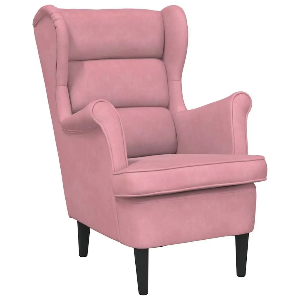 Armchair Pink Velvet Upholstered Living Room Chair Padded Backrest Seat