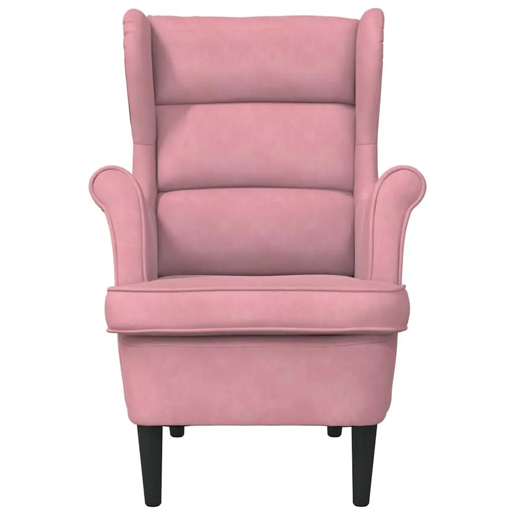 Armchair Pink Velvet Upholstered Living Room Chair Padded Backrest Seat