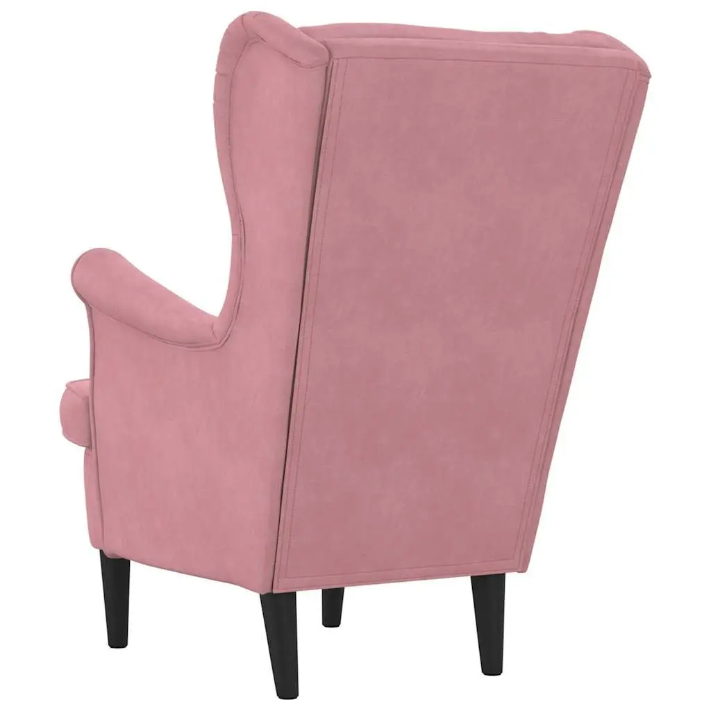 Armchair Pink Velvet Upholstered Living Room Chair Padded Backrest Seat