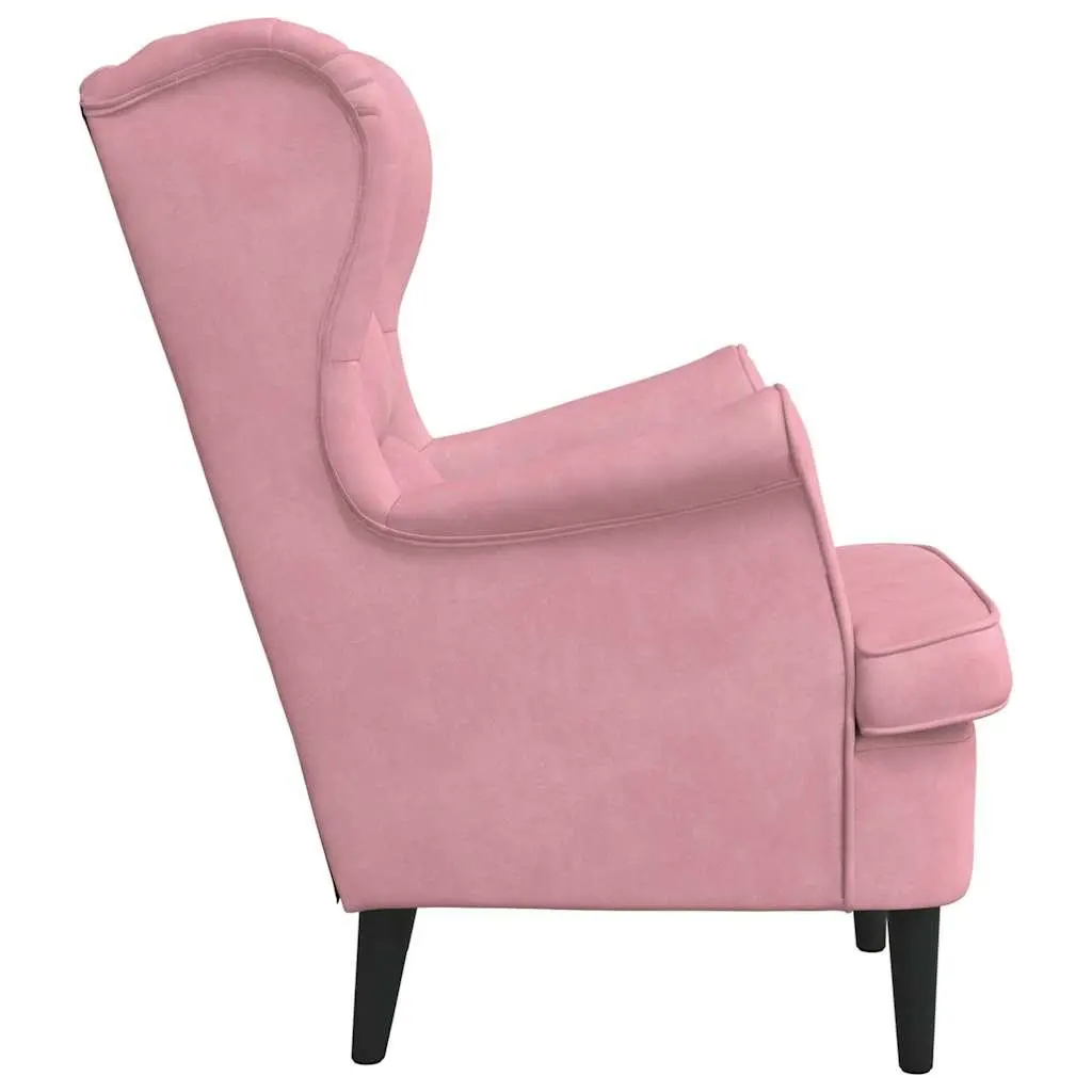 Armchair Pink Velvet Upholstered Living Room Chair Padded Backrest Seat