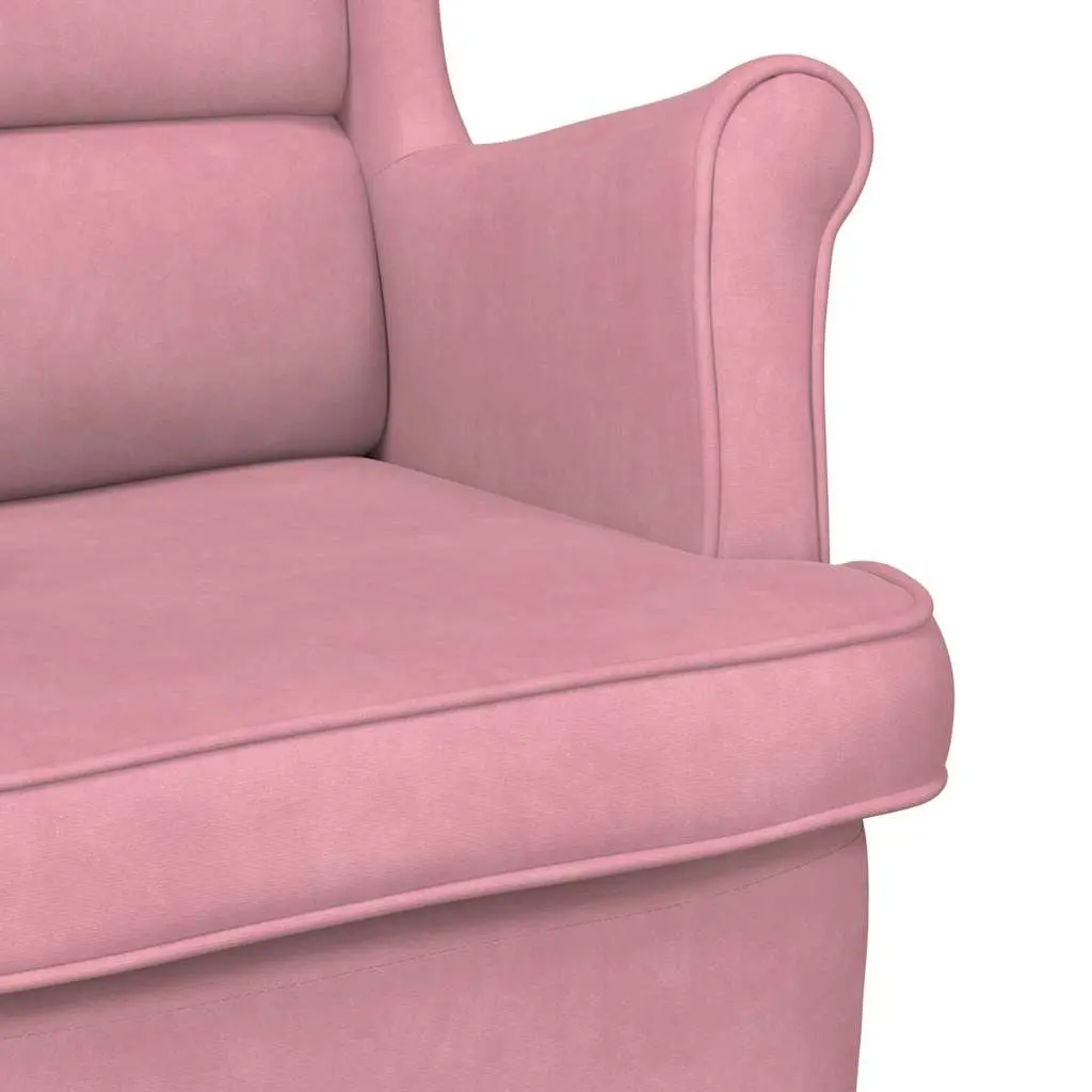 Armchair Pink Velvet Upholstered Living Room Chair Padded Backrest Seat
