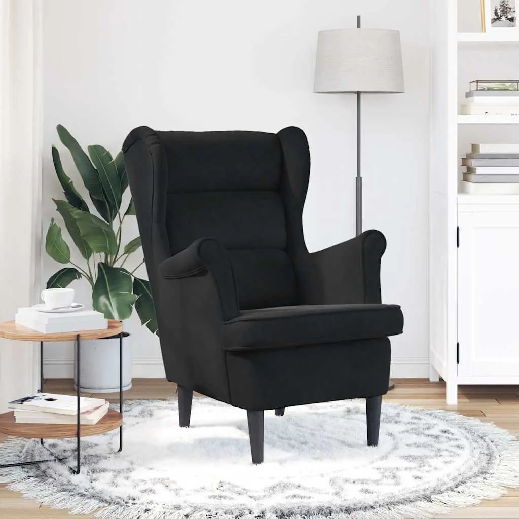 Armchair Black Velvet Upholstered Lounge Chair Padded Backrest Seat