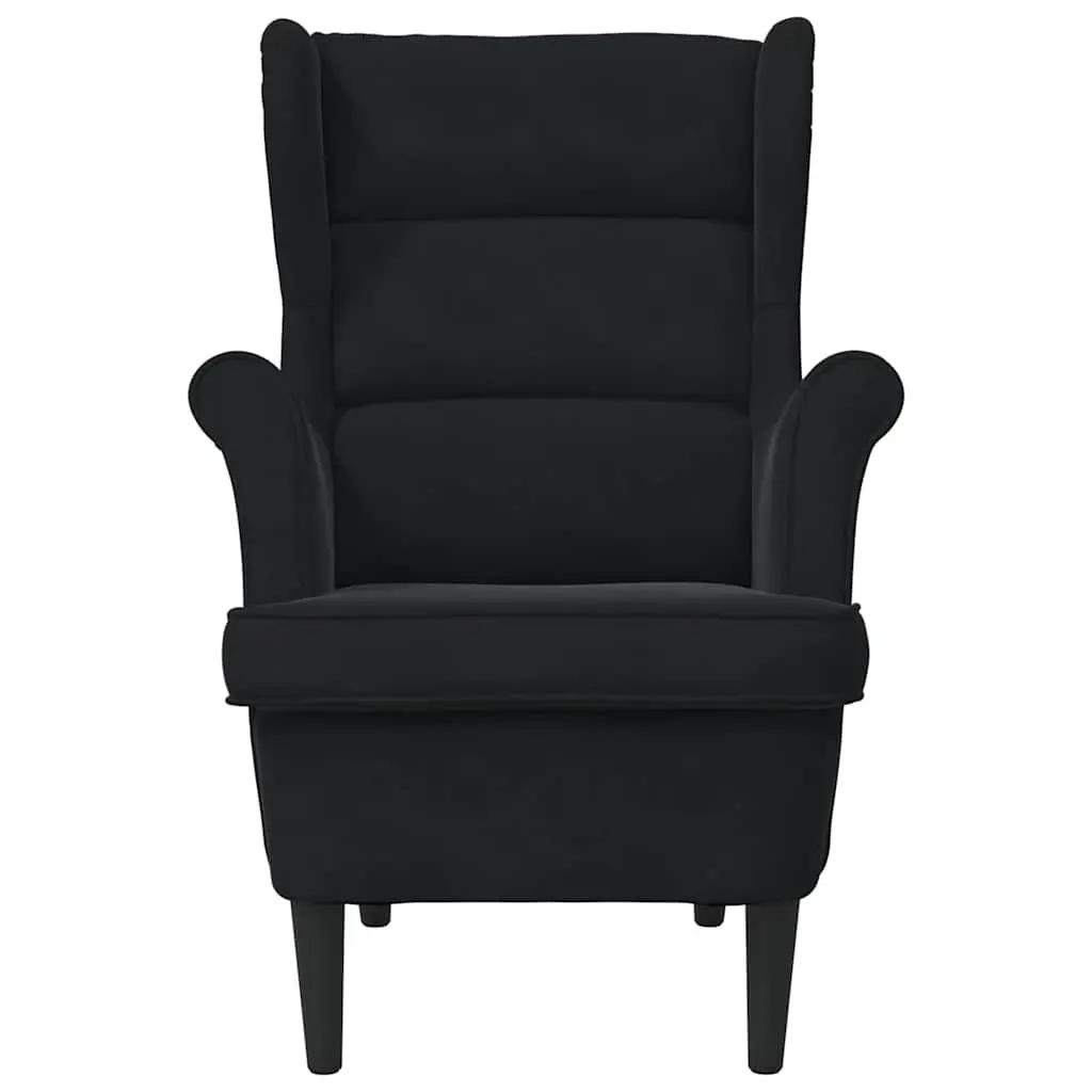 Armchair Black Velvet Upholstered Lounge Chair Padded Backrest Seat