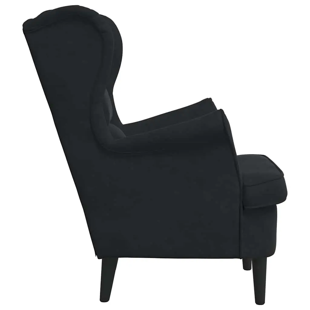 Armchair Black Velvet Upholstered Lounge Chair Padded Backrest Seat