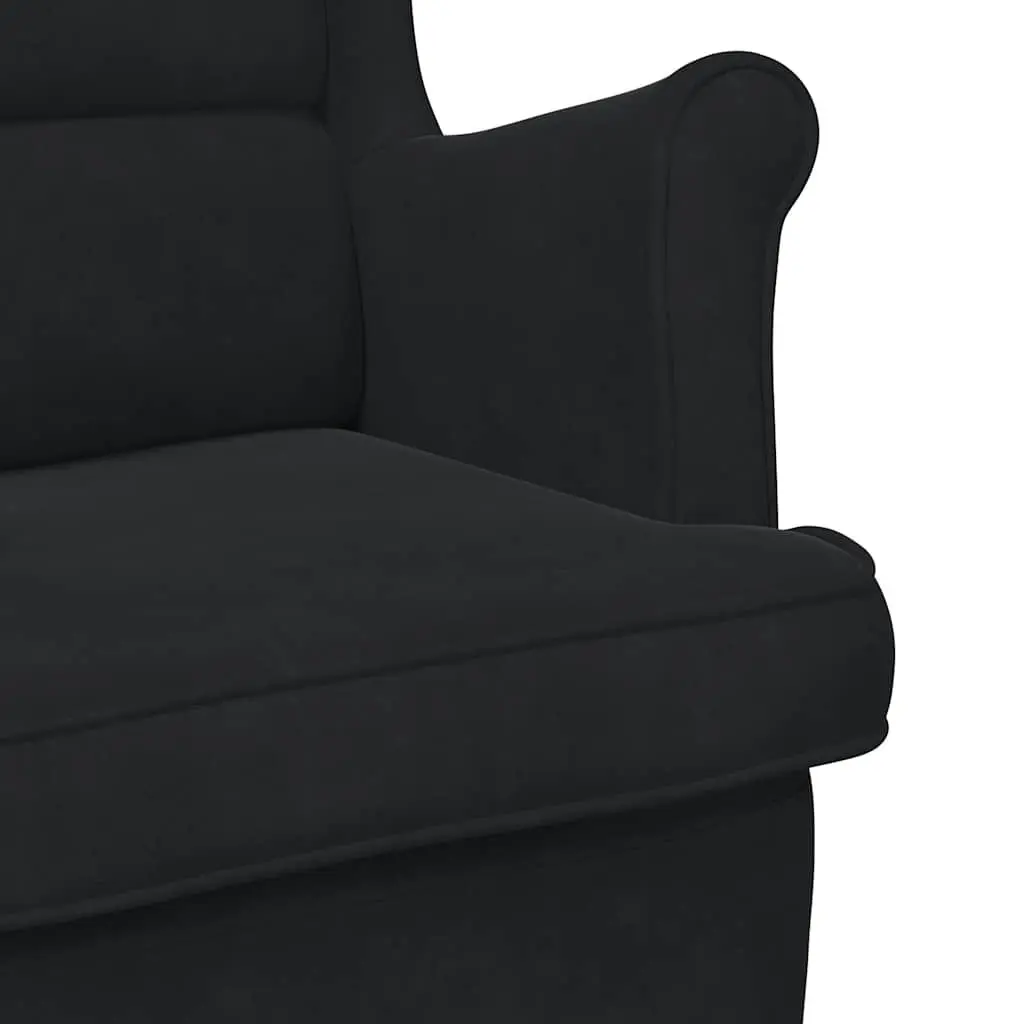Armchair Black Velvet Upholstered Lounge Chair Padded Backrest Seat