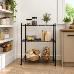 Reliable 3-Tier Storage Rack 60x35x76cm Black Metal