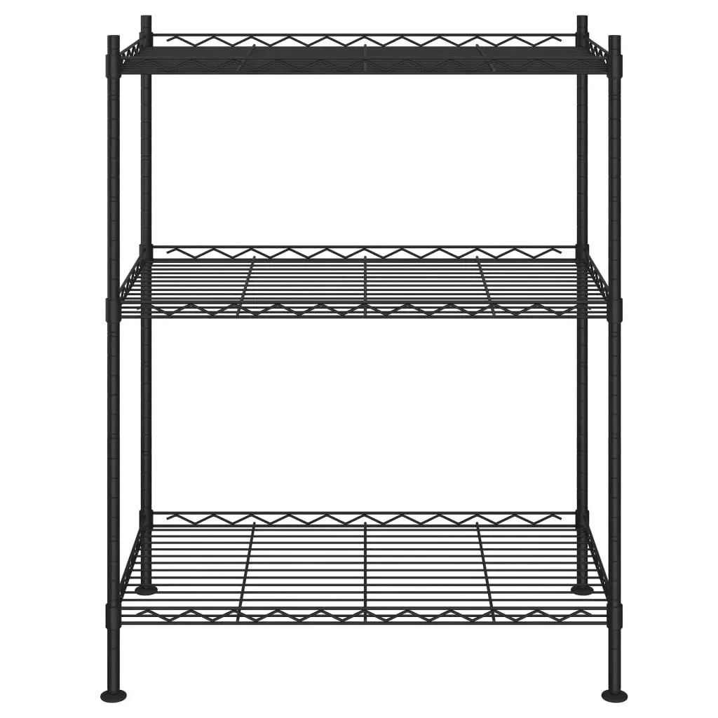 3-Tier Storage Rack 60x35x76cm Black Metal