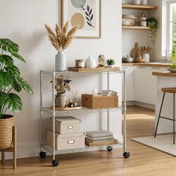 Reliable 3-Tier Wire Storage Rack with Wheels