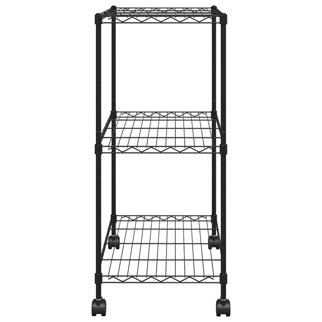 3-Tier Storage Rack with Wheels for Organized Storage 60x35x81cm Black