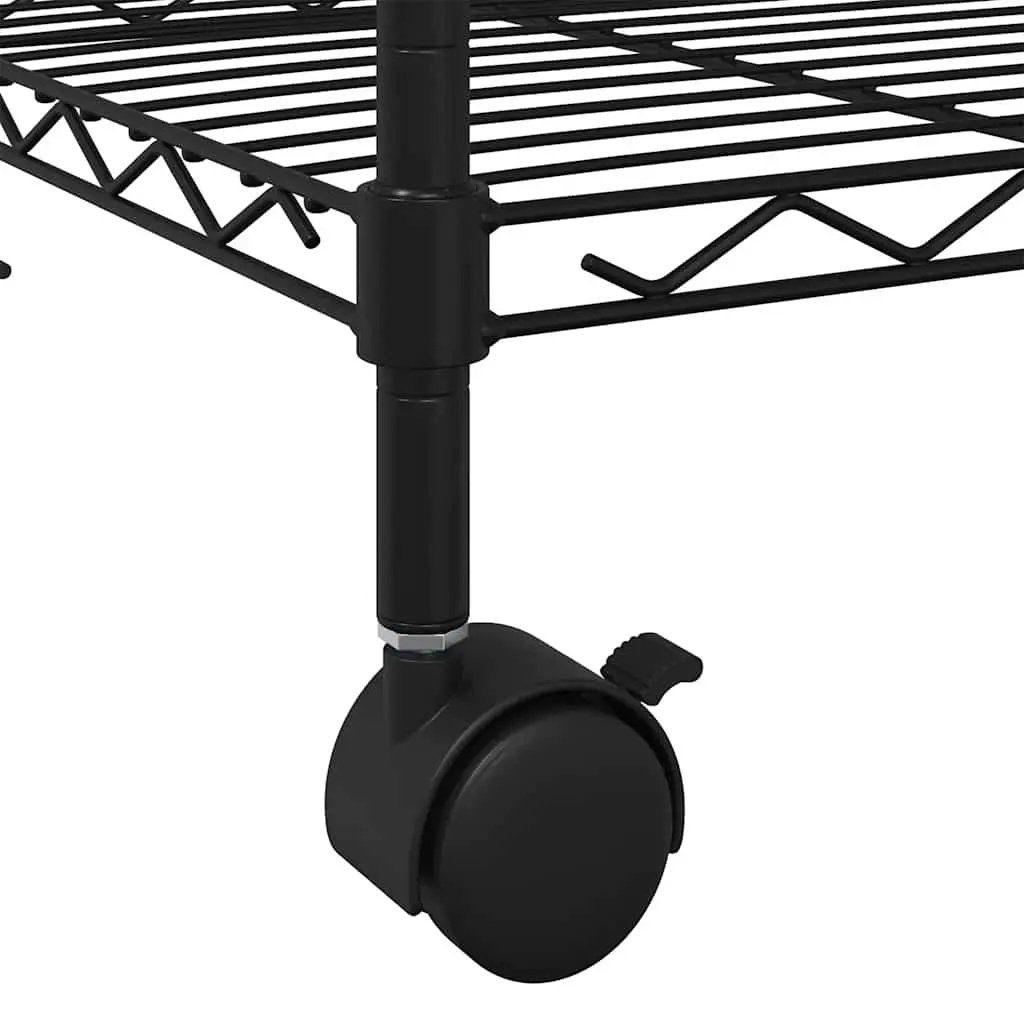 3-Tier Storage Rack with Wheels for Organized Storage 60x35x81cm Black