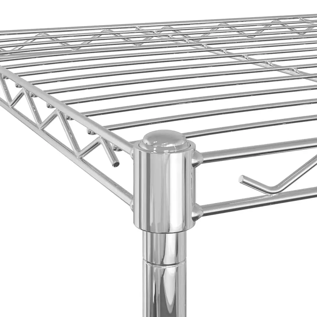 5-Tier Wire Storage Shelf on Wheels for Organization 75 x 35 x 155 cm Silver