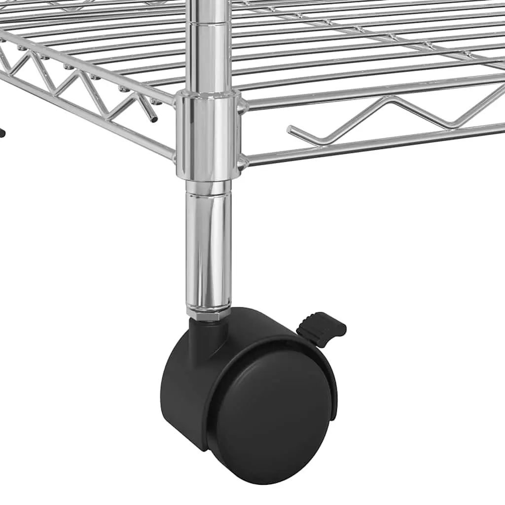 5-Tier Wire Storage Shelf on Wheels for Organization 75 x 35 x 155 cm Silver