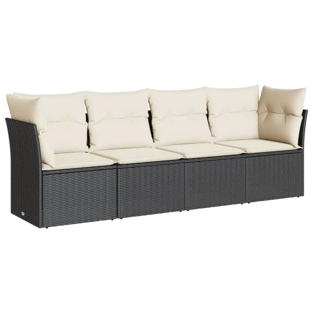 Garden Sofa Set Modular Outdoor Furniture 4 Piece Black Rattan