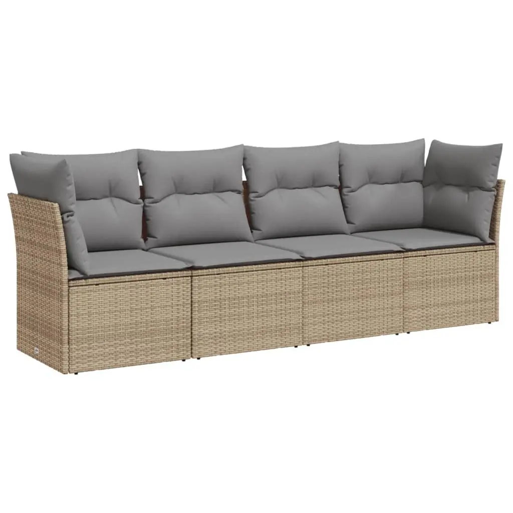 Garden Sofa Set 4 Piece Outdoor Furniture Beige Patio Rattan Seating