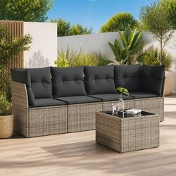 Comfortable and Practical 5 Piece Grey Sofa Set