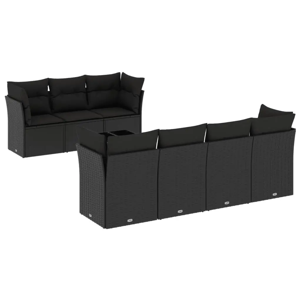 Garden Sofa Set 8 Piece Outdoor Furniture Black Poly Rattan Patio Lounge