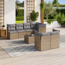 Reliable 8-Piece Garden Sofa Set with Beige Cushions