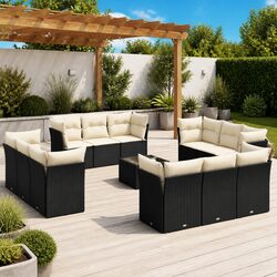 Comfortable 13 Piece Black Rattan Sofa Set for Your Home
