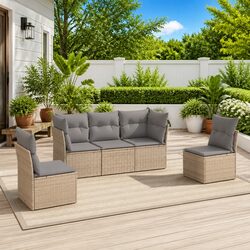 Comfortable and Reliable 5 Piece Beige Garden Sofa Set