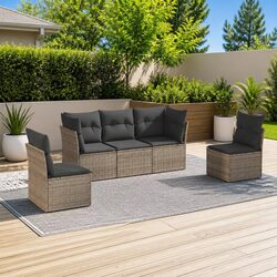 Comfortable 5 Piece Grey Outdoor Sofa Set with Storage
