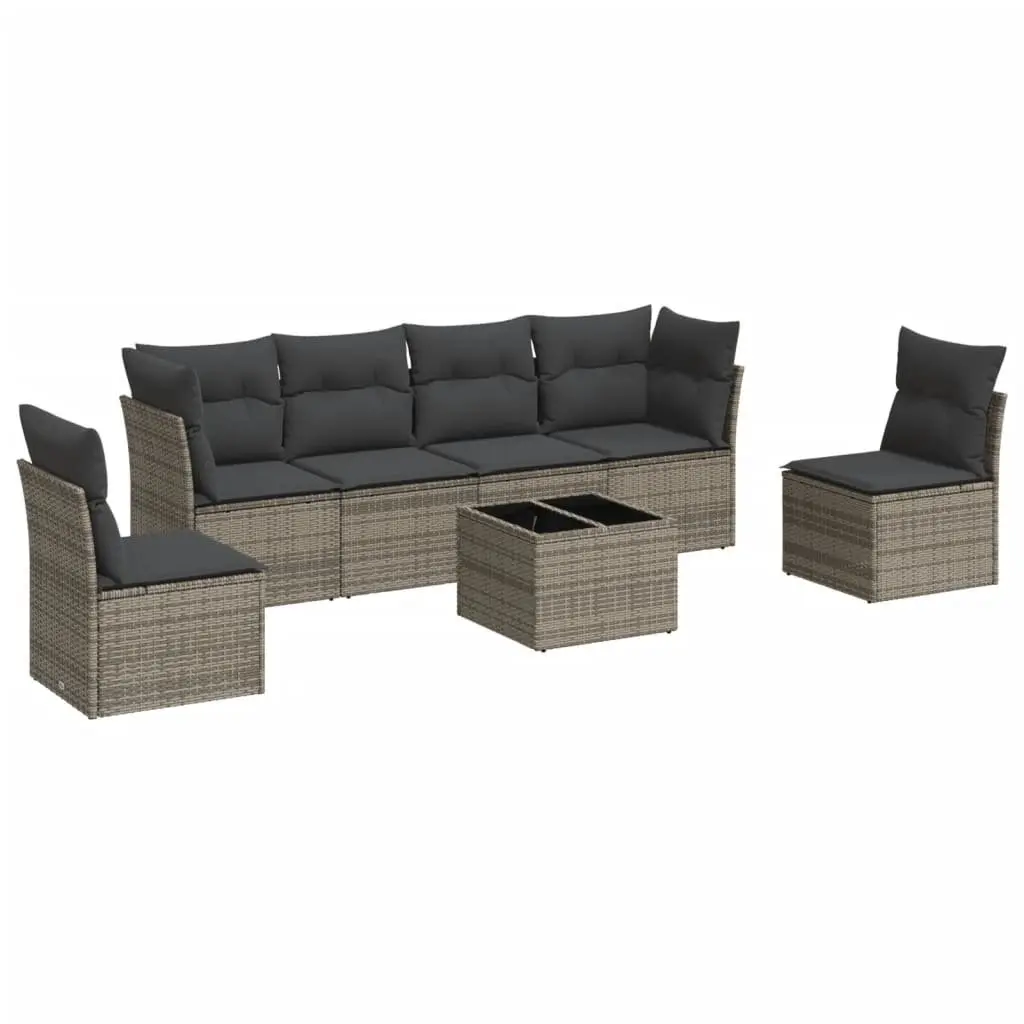 7 Piece Garden Sofa Set with Storage Cushions Grey Outdoor Furniture Patio