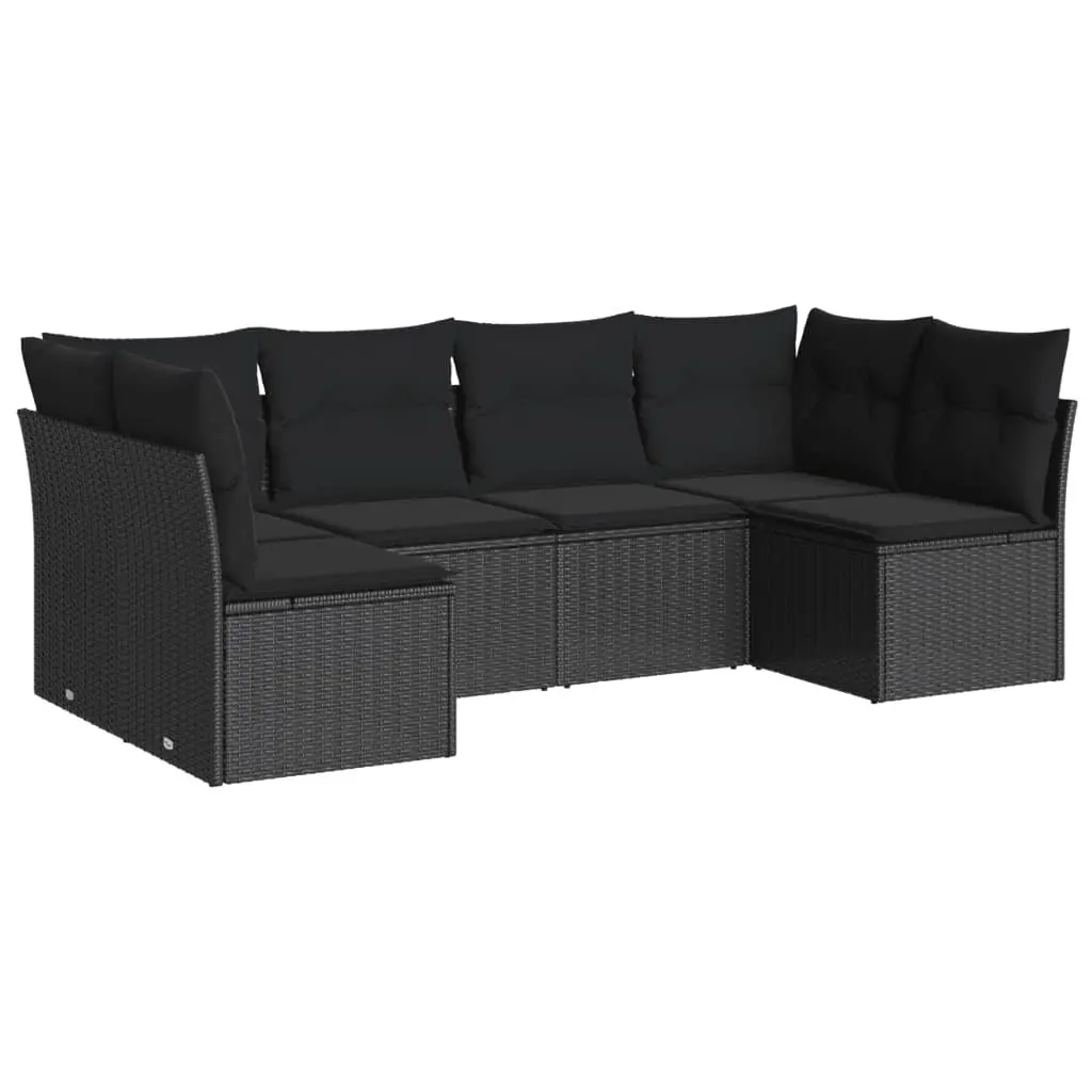 Garden Sofa Set Outdoor Furniture 6 Piece Modular Black Poly Rattan Patio Seating