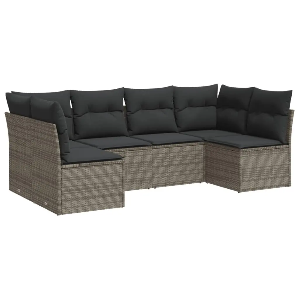 Garden Sofa Set Modular Outdoor Furniture 6 Piece Grey Poly Rattan