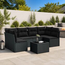 Practical 7 Piece Black Rattan Outdoor Sofa Set